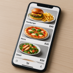 Imagem de aplicativo próprio de delivery em smartphone, representando canal digital direto para marcas do setor de alimentação.