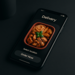 Ilustração editorial sobre app próprio para delivery, canal próprio e operação digital